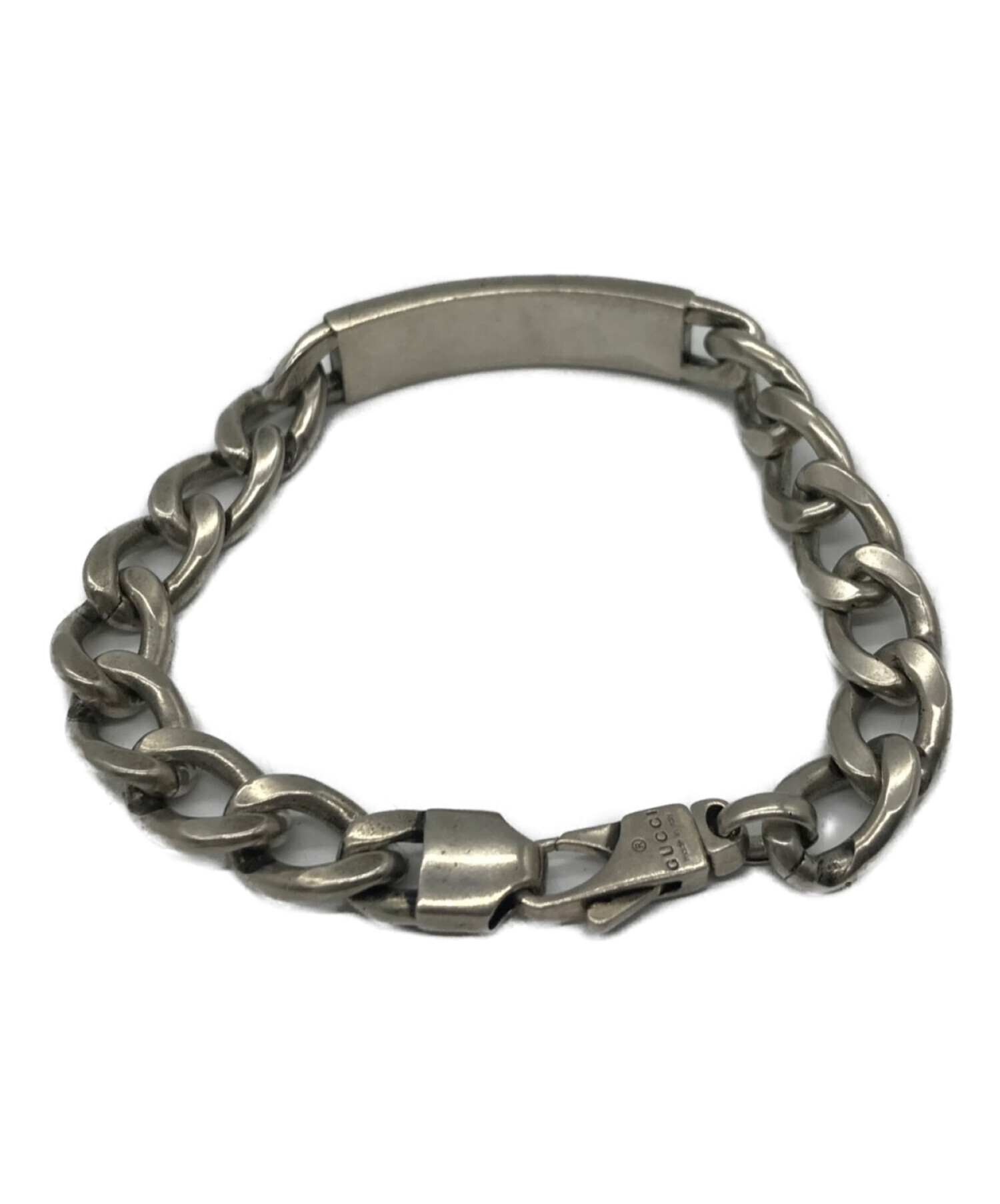 【新品未使用品】GUCCI シルバー バングル エナメル サイズ:16mm 中古・古着通販】GUCCI (グッチ) ロゴスリムエナメルブレスレット