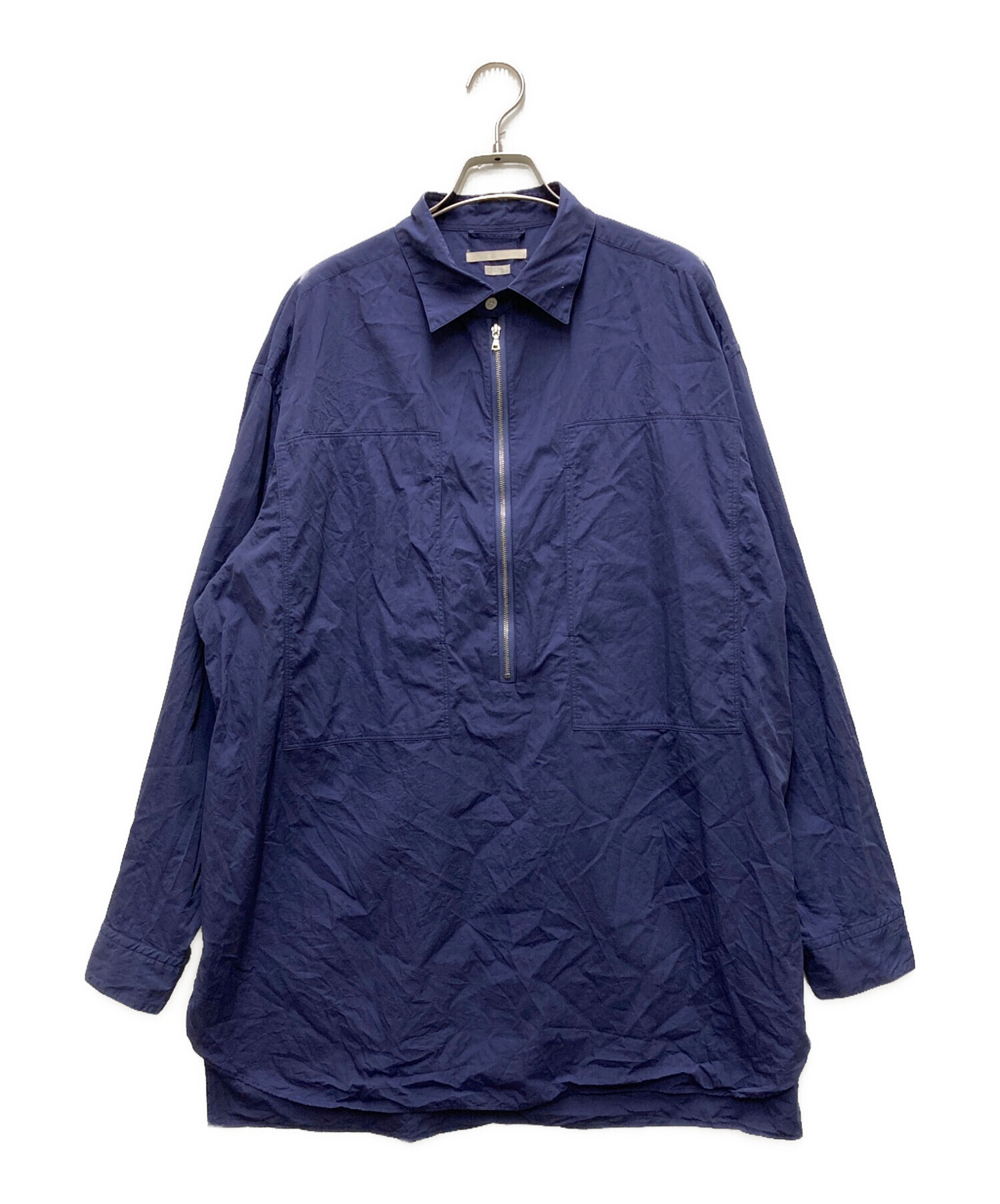 中古・古着通販】blurhms (ブラームス) ハーフジップシャツ ネイビー