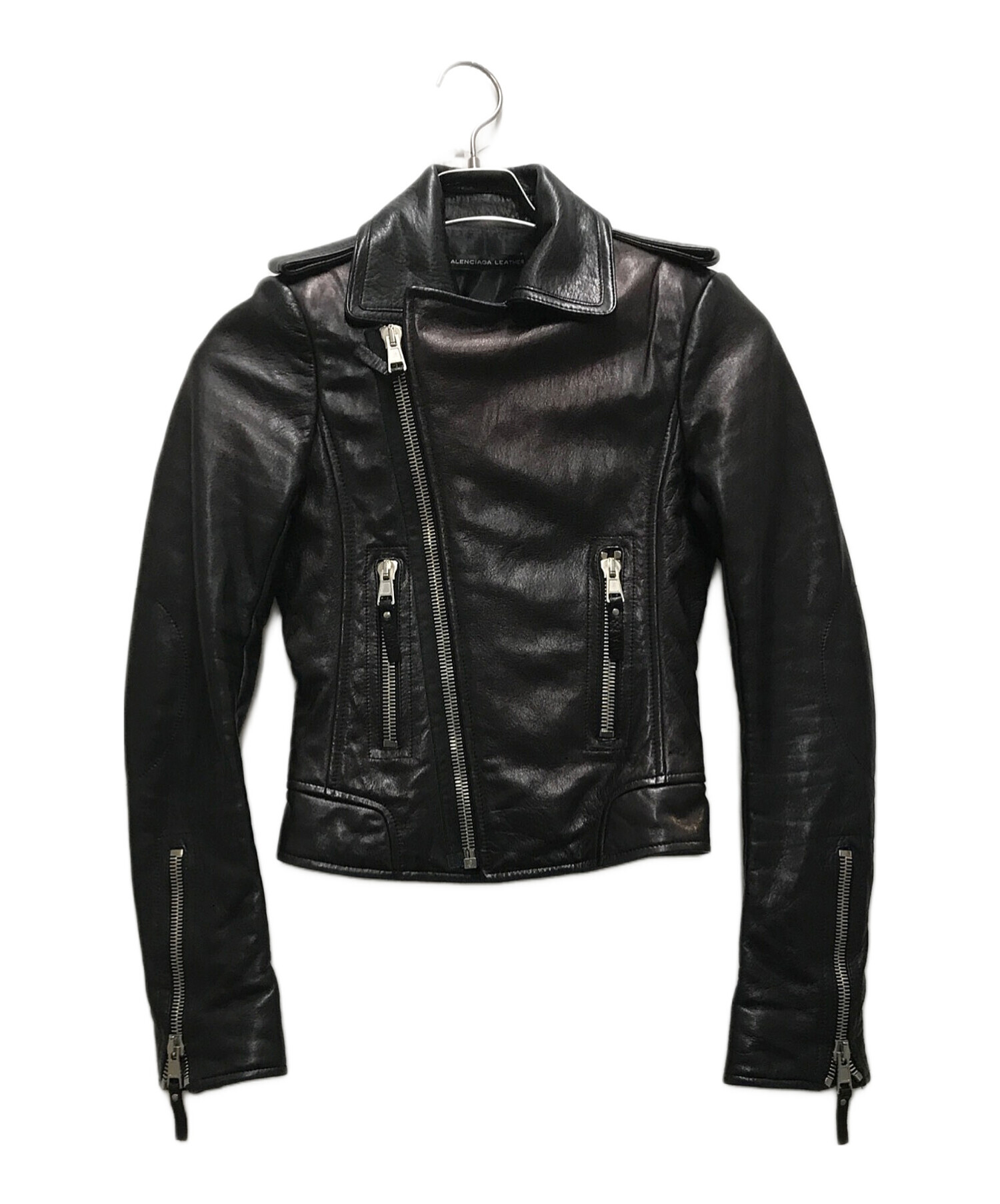 中古　バレンシアガ　ブリスタードレザー　ジャケット　ライダース　黒 中古・古着通販】BALENCIAGA (バレンシアガ) レザーダブルライダース
