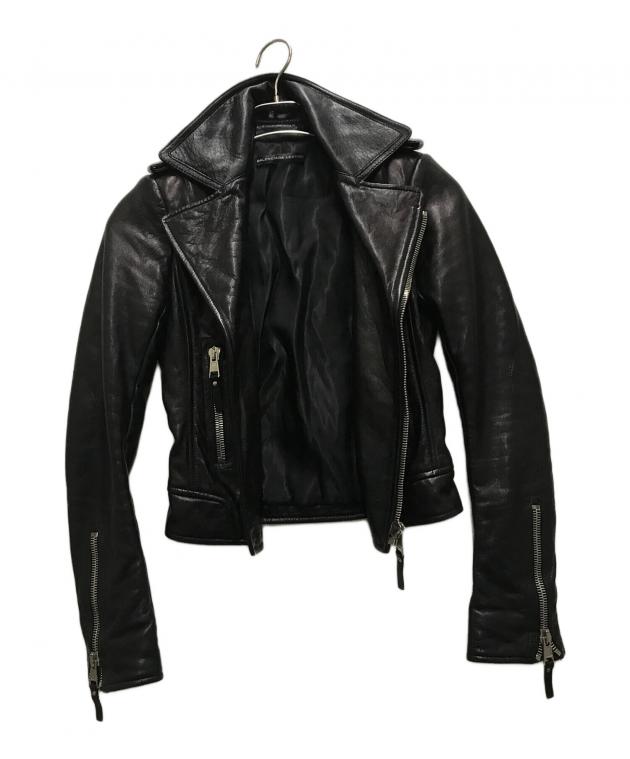 BALENCIAGA バレンシアガ   レザー　ライダースジャケット　ブラック 中古・古着通販】BALENCIAGA (バレンシアガ) レザーダブルライダース