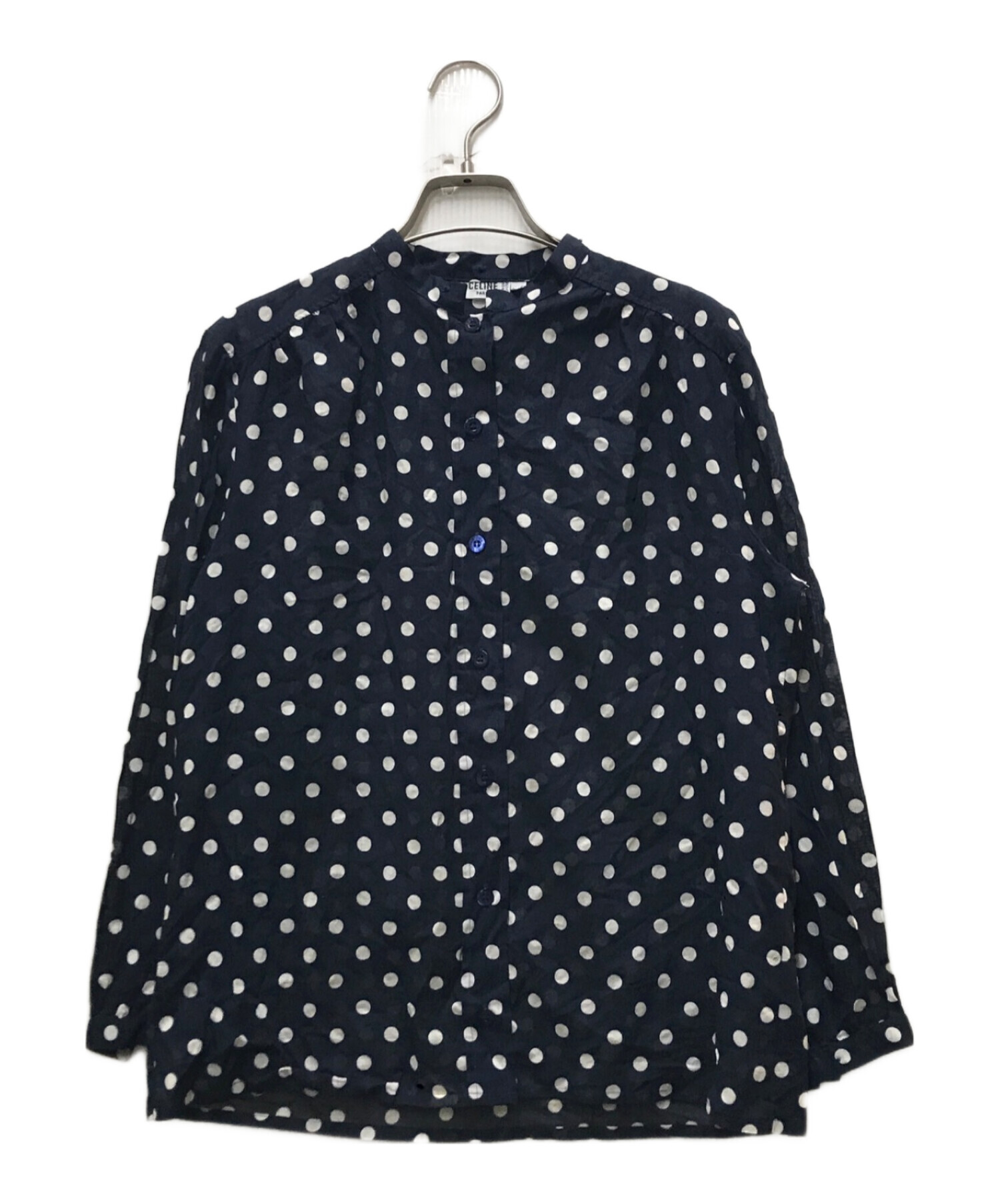 CELINE スタンドカラーシャツ 中古・古着通販】CELINE (セリーヌ) スタンドカラードットシャツ