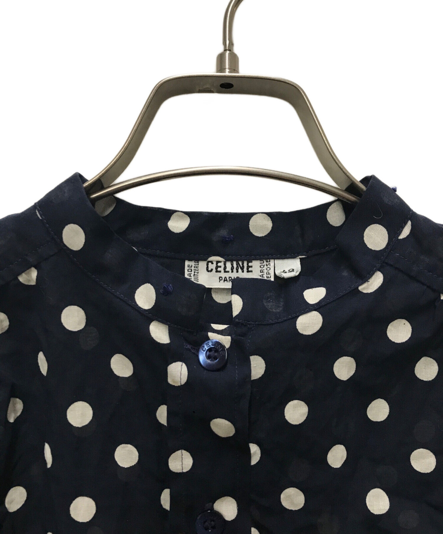 中古・古着通販】CELINE (セリーヌ) スタンドカラードットシャツ