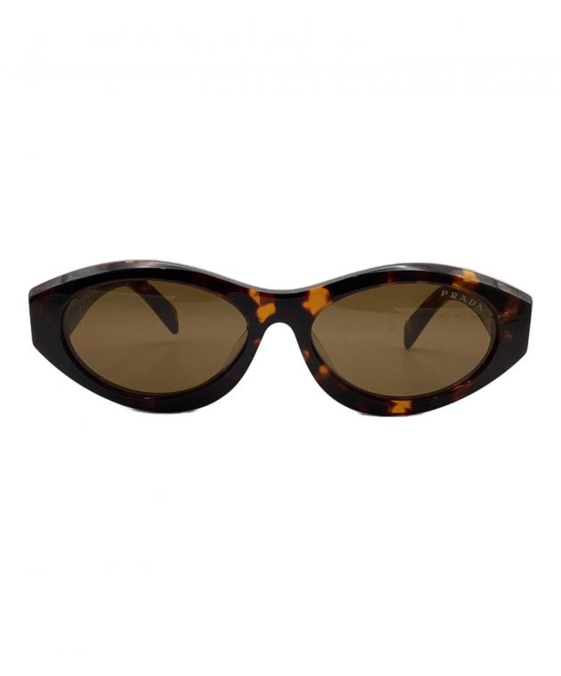 【こちらはほそです】PRADA デザインサングラス中古美品ブラウン系 中古・古着通販】PRADA (プラダ) シンボルロゴキャットアイサングラス