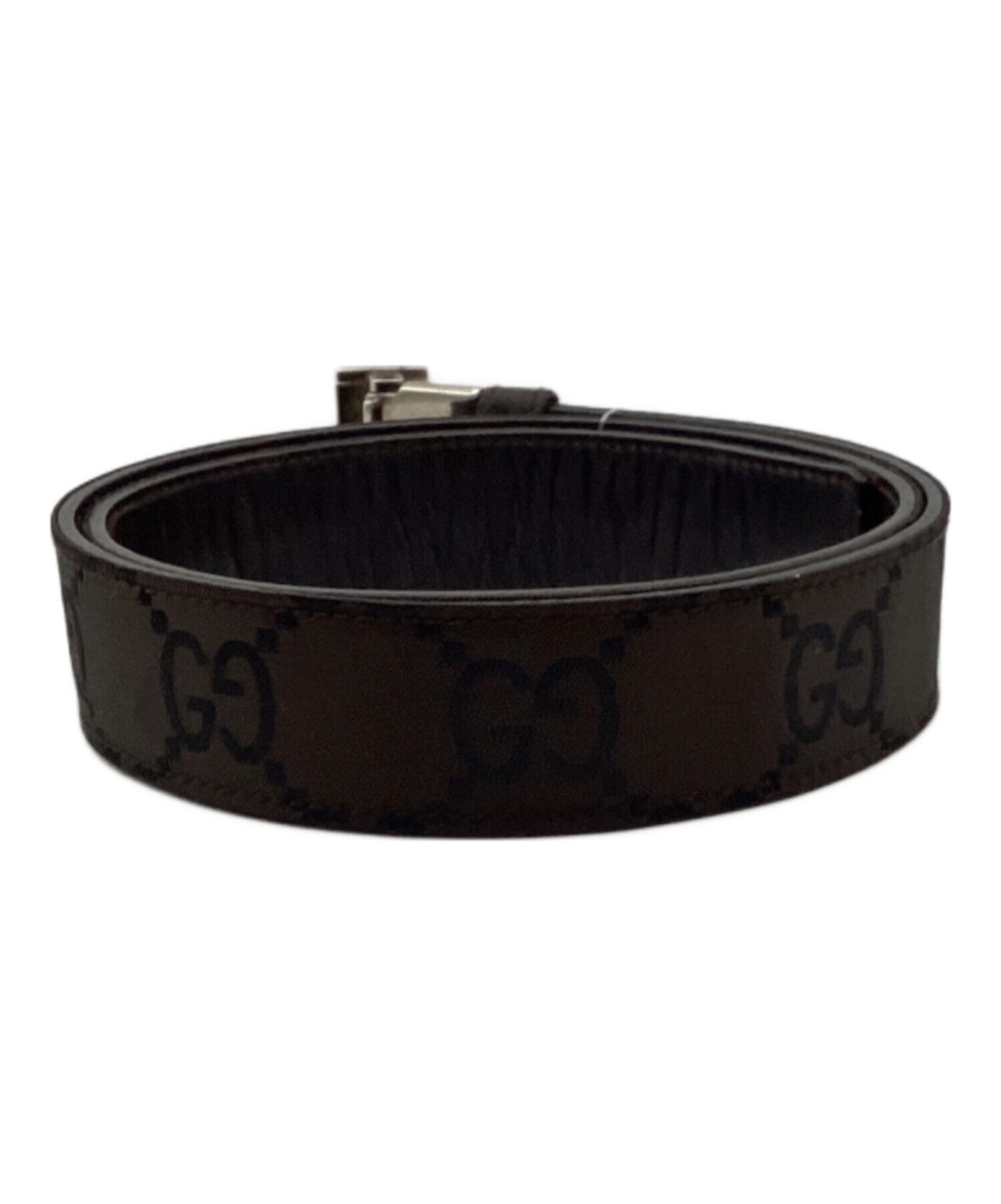 中古・古着通販】GUCCI (グッチ) GG柄ナイロンレザーベルト ブラウン