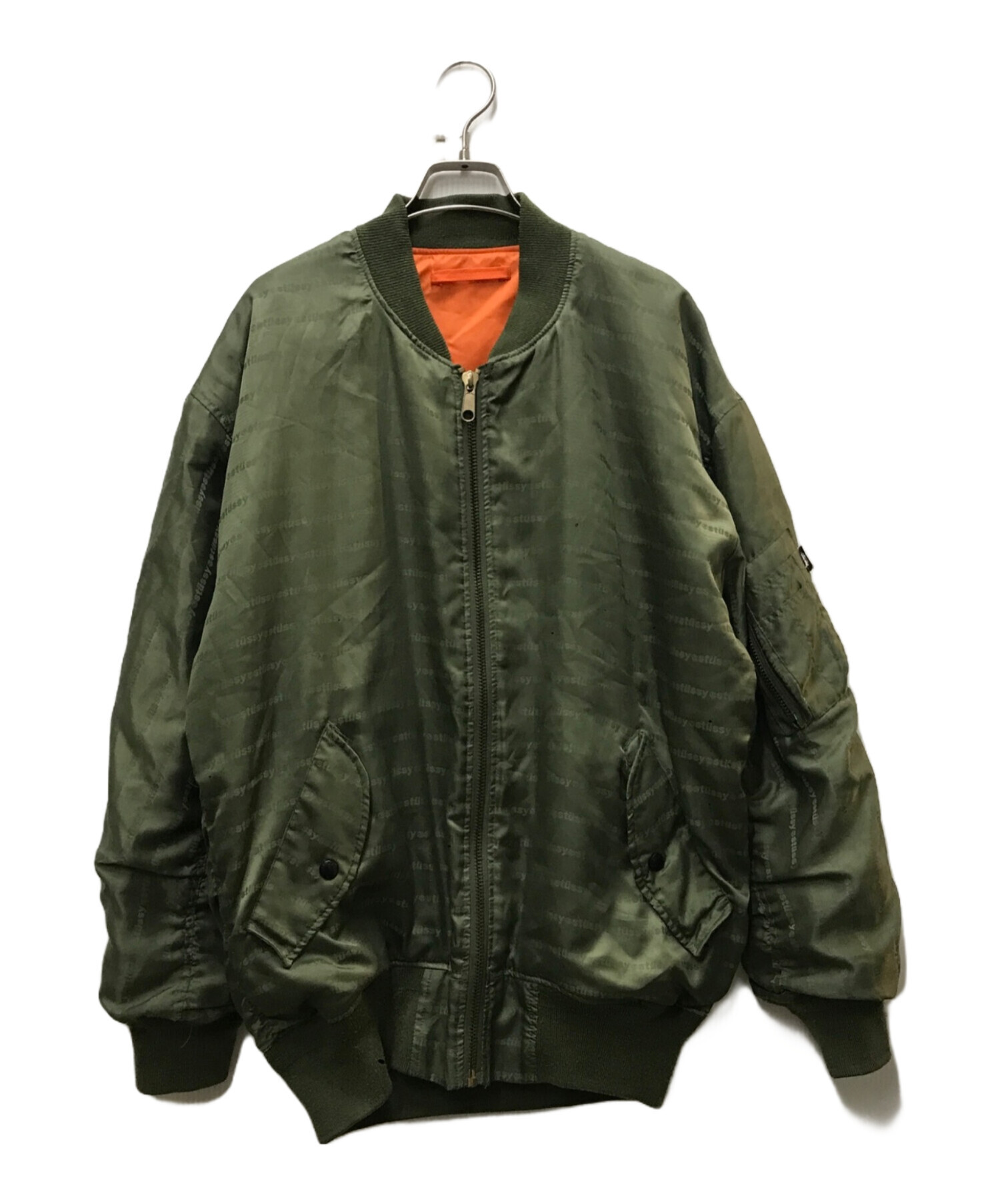 stussy ma-1 リバーシブル　$ 中古・古着通販】stussy (ステューシー) リバーシブルロゴボーダーMA-1