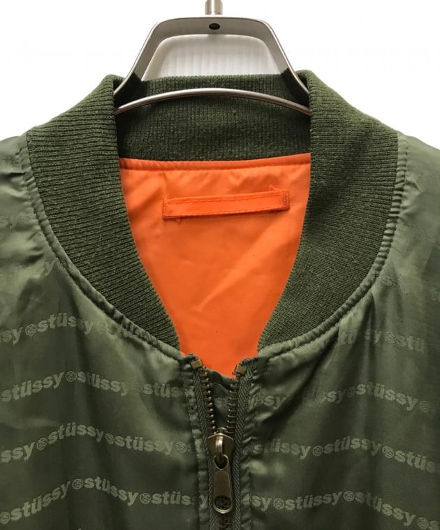 STUSSY ステューシー リバーシブル キルティング MA-1 ドルマーク S 中古・古着通販】stussy (ステューシー) リバーシブルロゴボーダーMA-1