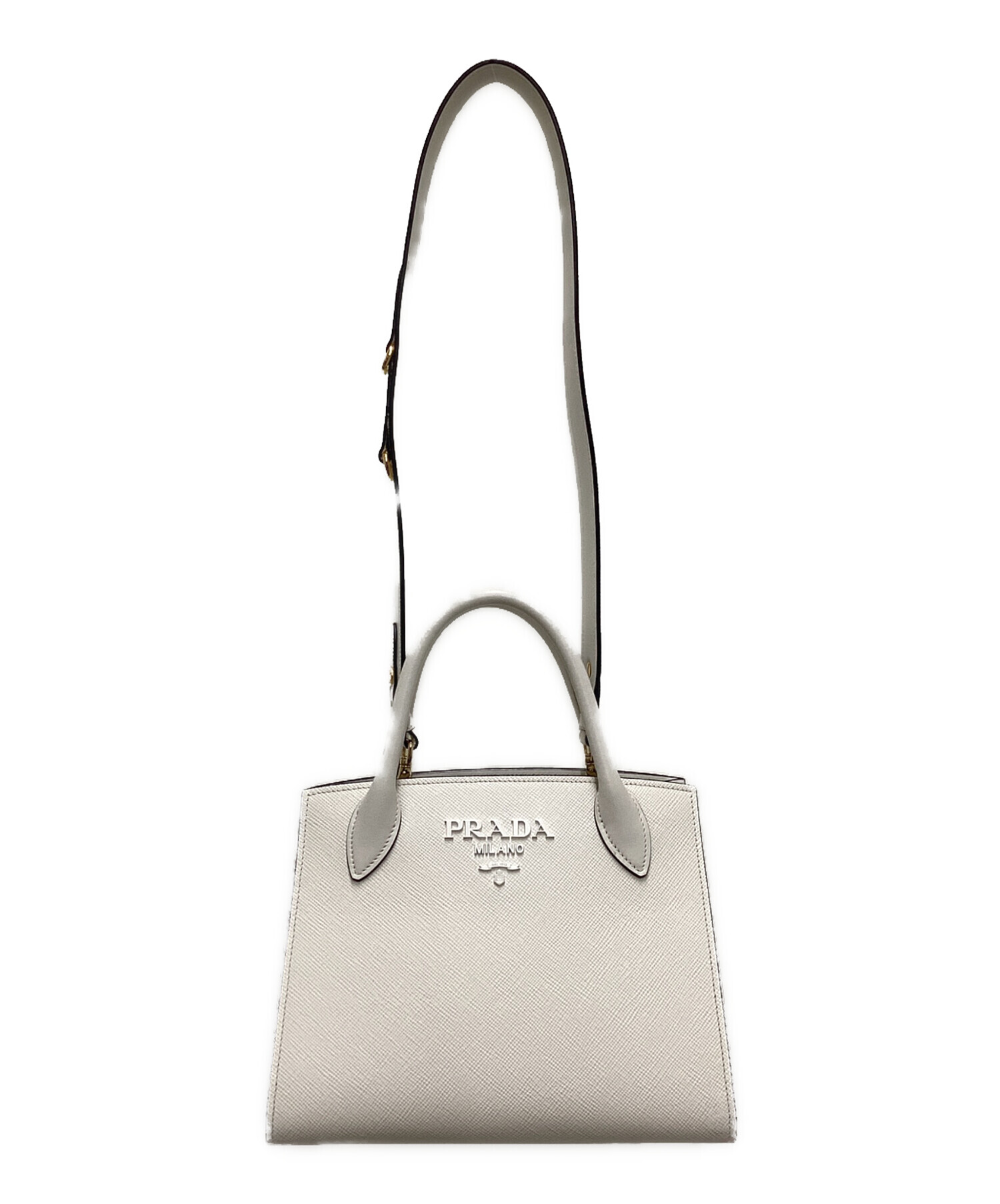 中古・古着通販】PRADA (プラダ) モノクローム 2WAYバッグ ホワイト