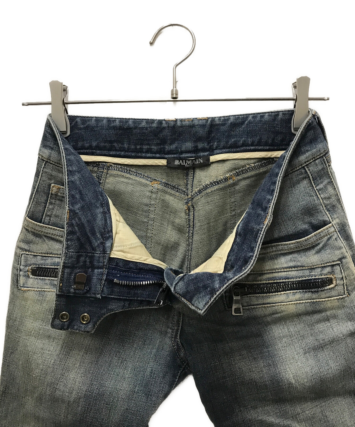 中古・古着通販】BALMAIN (バルマン) バイカ―デニムパンツ インディゴ