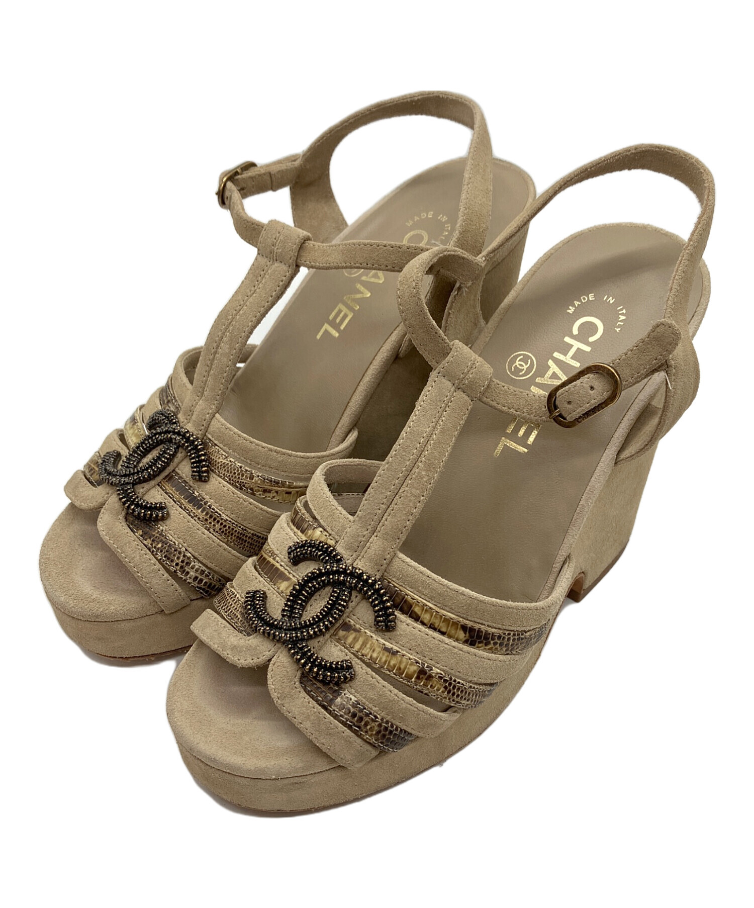 中古・古着通販】CHANEL (シャネル) ココマークウェッジソールサンダル
