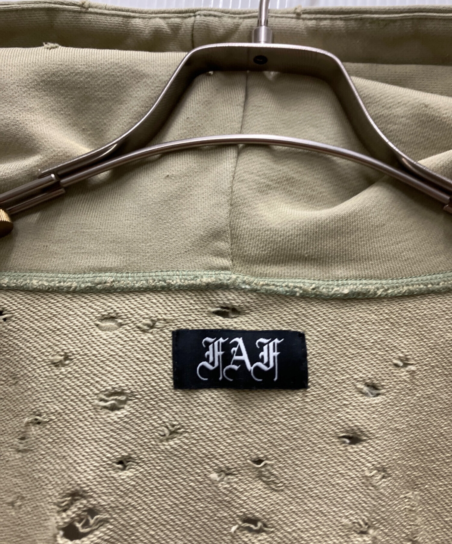 中古・古着通販】FAF (エフエーエフ) Damage Zip up Hoodie グリーン