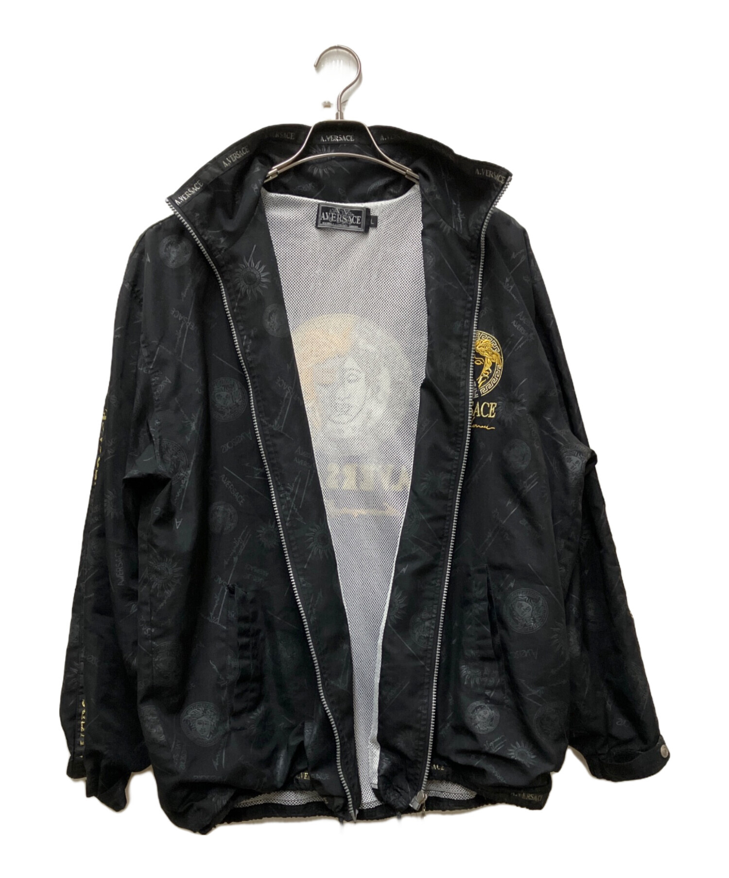 A.VERSACE ヴェルサーチ メデューサ刺繍 ジャケット Lサイズ ラメ感 中古・古着通販】A.VERSACE (アルフレッドヴェルサーチ) メデューサ