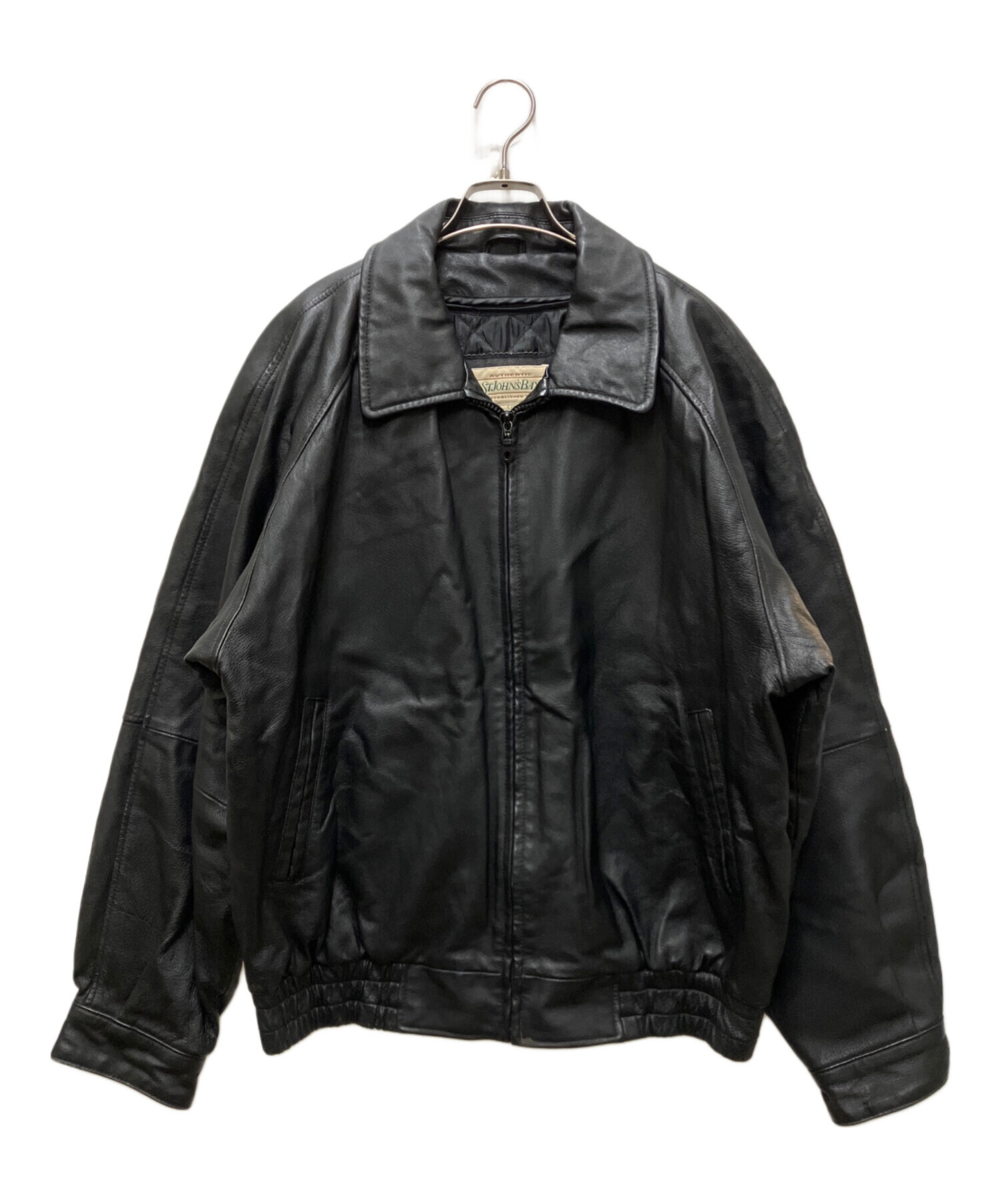 ST JOHN'S BAY カウレザージャケット キルティング Lサイズ 黒 中古・古着通販】ST JOHN'S BAY (セントジョンズベイ) 裏地
