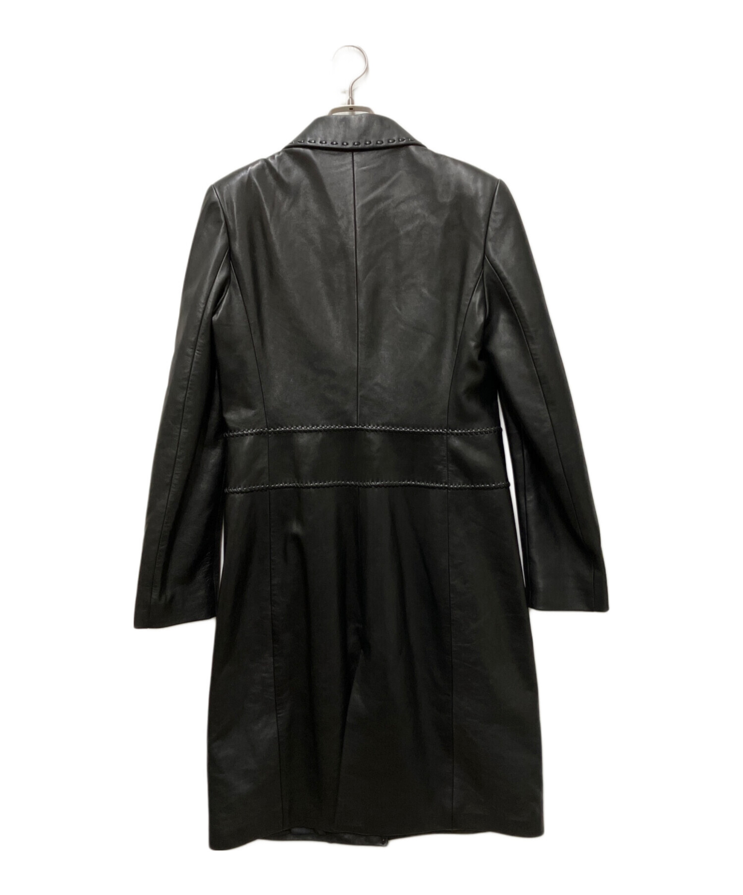 中古・古着通販】RUFFO (ルッフォ) レザーロングコート ブラック 