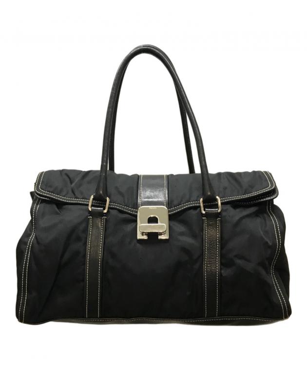 PRADA ナイロンハンドバッグ　中古 中古・古着通販】PRADA (プラダ) ナイロンレザーコンビハンドバッグ