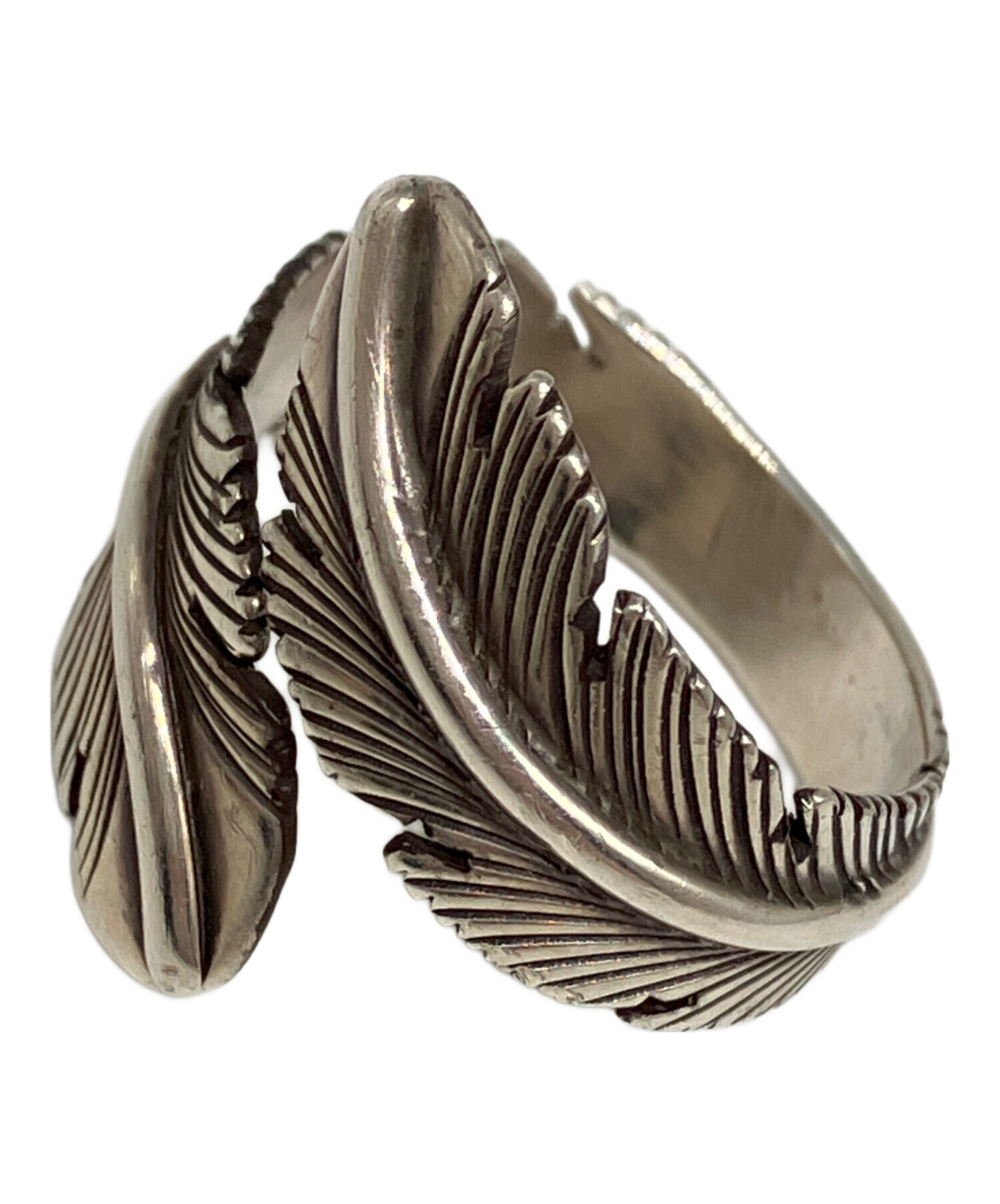 NAVAJO OLD VINTAGE シルバー ブロンズ カッパーリング 20号 中古・古着通販】NAVAJO (ナバホ) ダブルフェザーリング シルバー