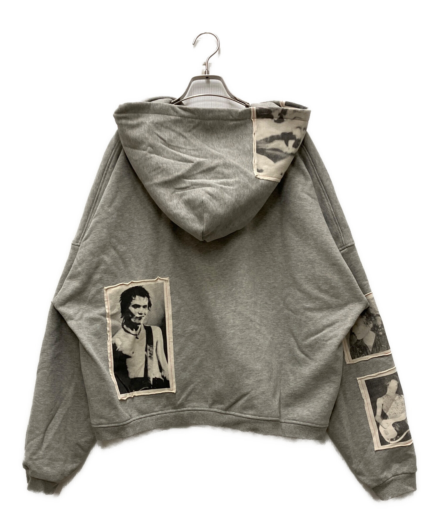 BASTARD 短丈ジップフーディー 中古・古着通販】BASTARD (バスタード) PUNK PRINT APPLIQUE HOODIE