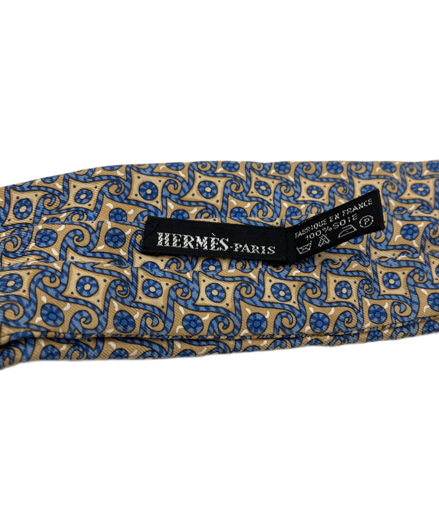 中古・古着通販】HERMES (エルメス) アスコットタイ ベージュ×ブルー