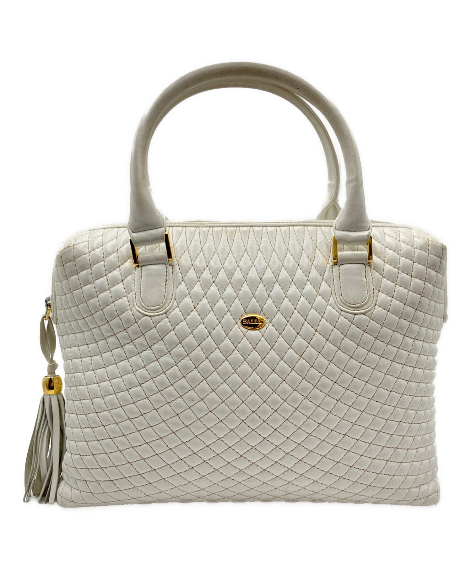 BALLY キルティング ハンドバッグ ホワイト 中古・古着通販】BALLY (バリー) キルティングバッグ ホワイト