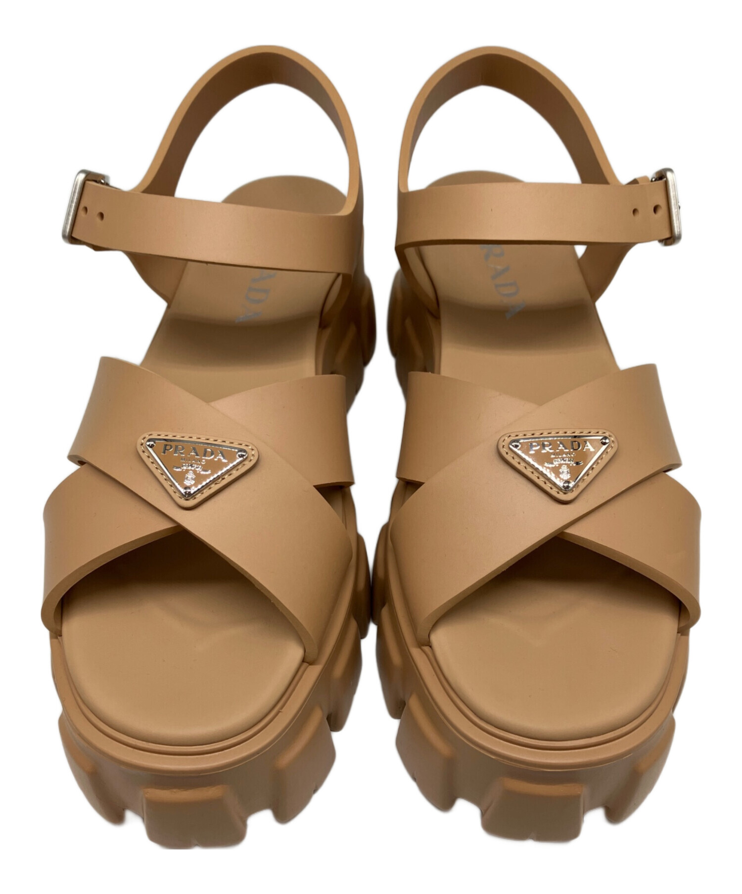 中古・古着通販】PRADA (プラダ) モノリス ラバー サンダル ブラウン
