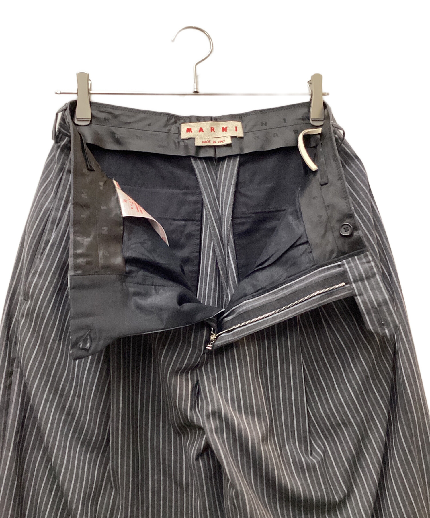 中古・古着通販】MARNI (マルニ) ストライプワイドスラックス グレー
