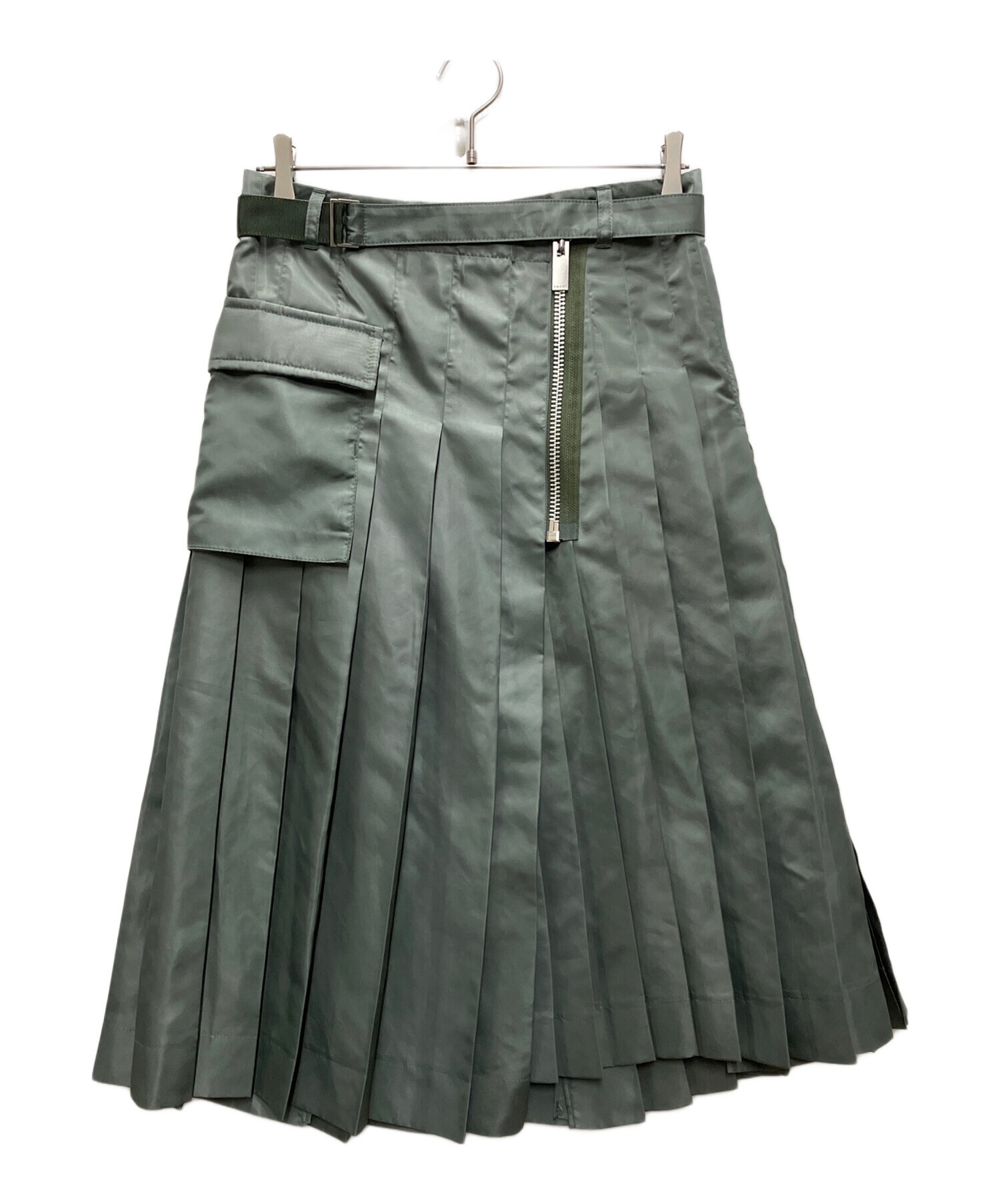 中古・古着通販】sacai (サカイ) NYLON TWILL SKIRT グリーン サイズ:1