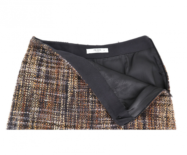 中古・古着通販】PRADA (プラダ) ミックスツイードスカート ブラウン