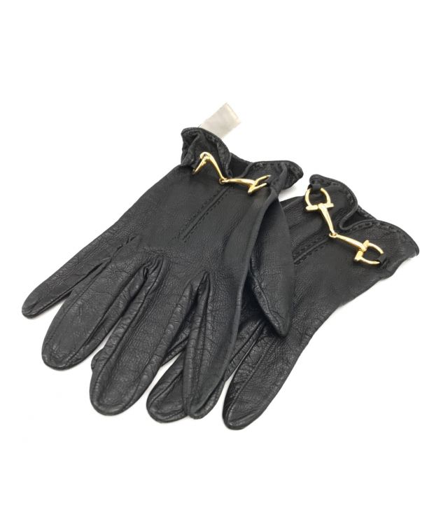 中古・古着通販】GUCCI (グッチ) ホースビットレザーグローブ ブラック