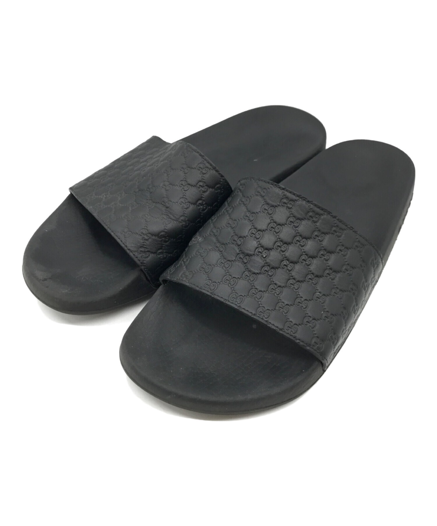 GUCCI ラバー サンダル スライド ブラック 中古・古着通販】GUCCI (グッチ) ラバースライドサンダル ブラック