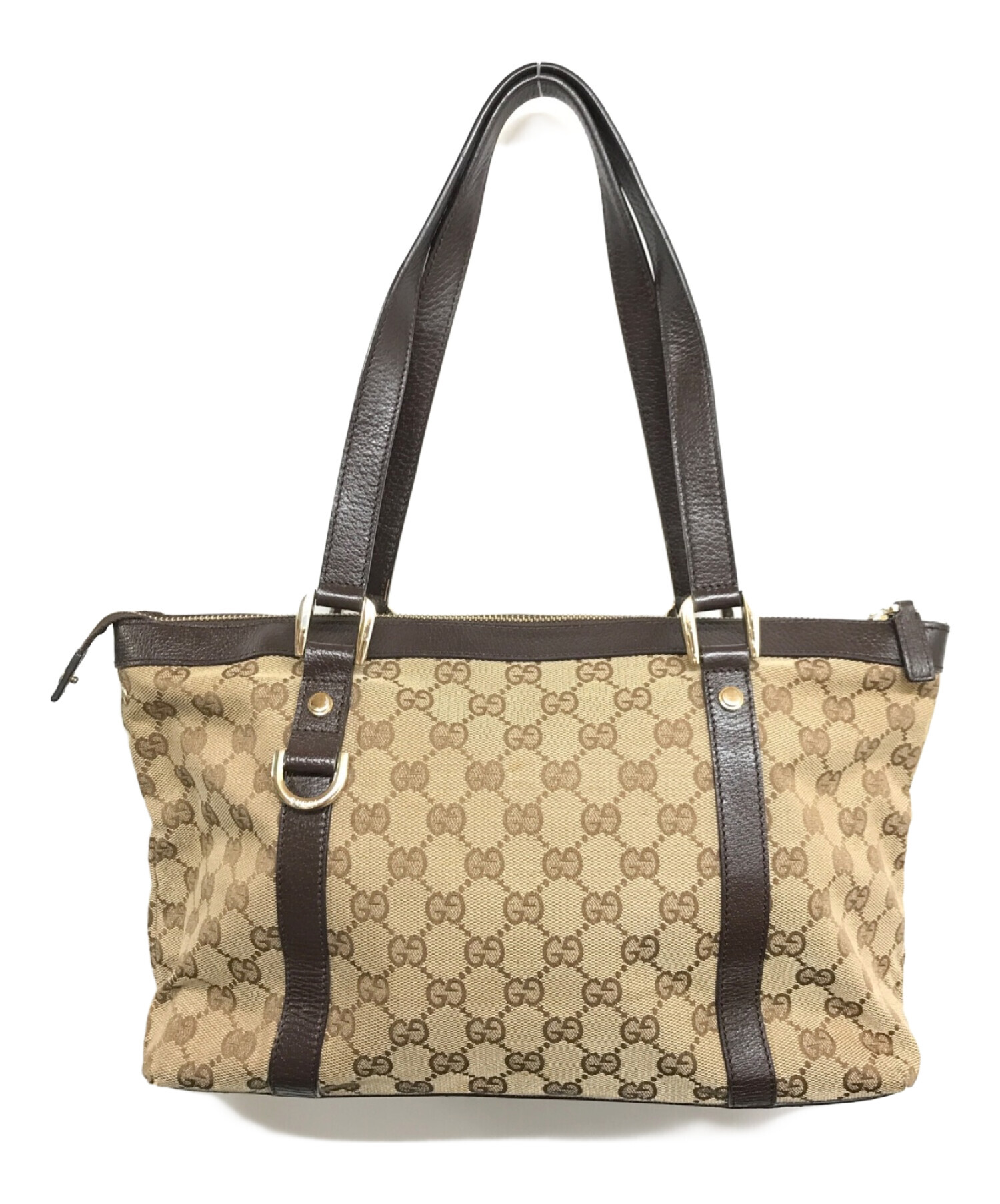 B24-742 GUCCI グッチ 141470 GGキャンパス ハンドバッグ ベージュ系 