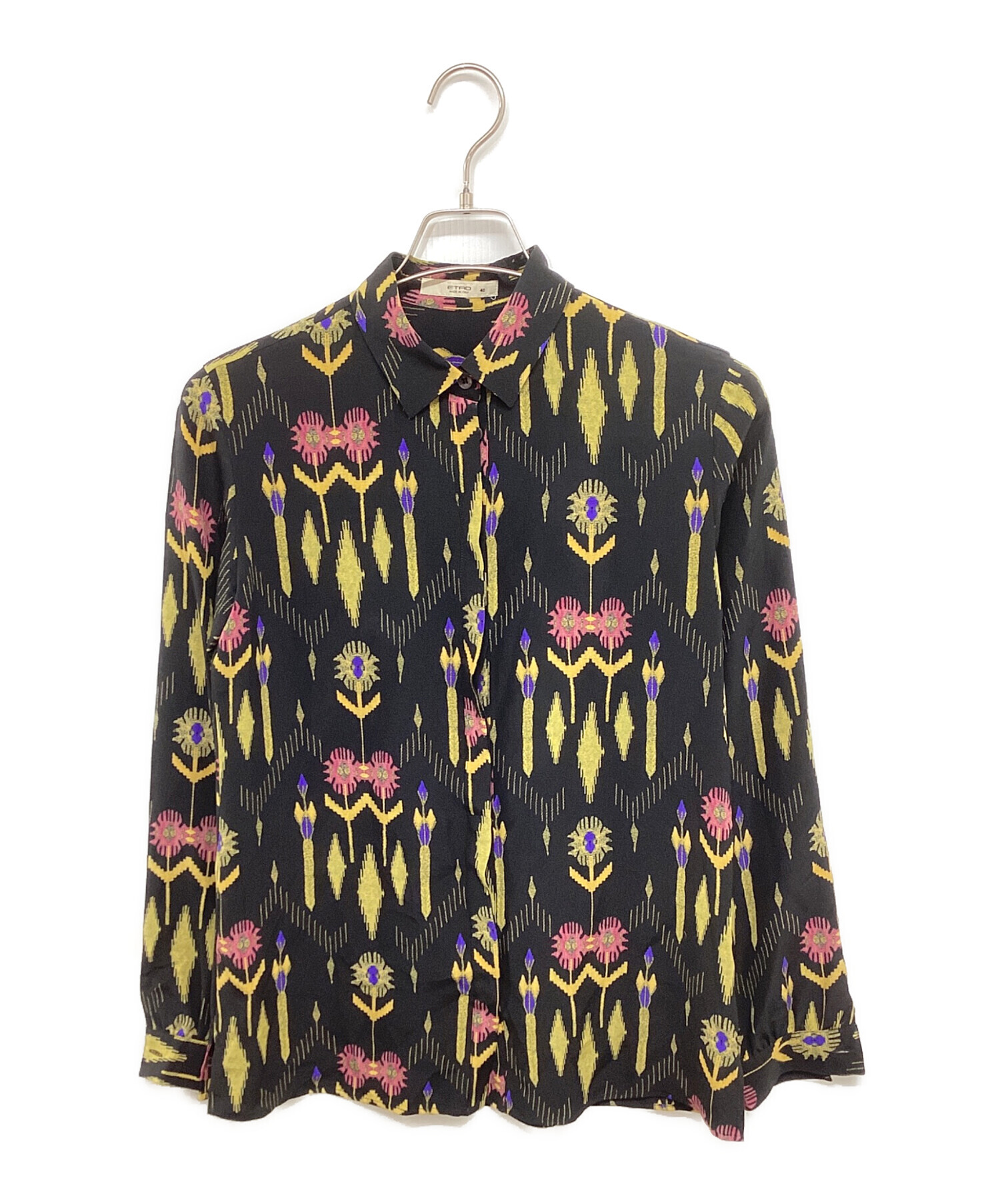 中古・古着通販】ETRO (エトロ) シルクプリントシャツ ブラック サイズ 
