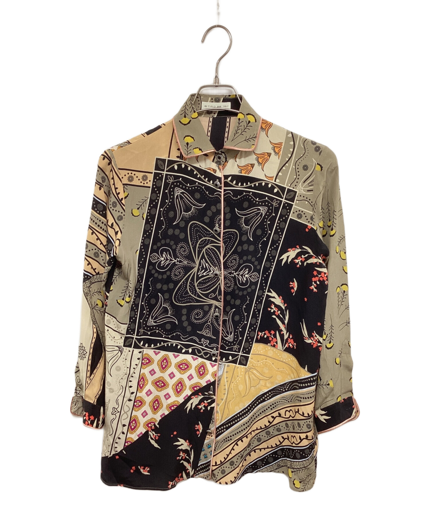 中古・古着通販】ETRO (エトロ) シルクプリントシャツ ベージュ サイズ 