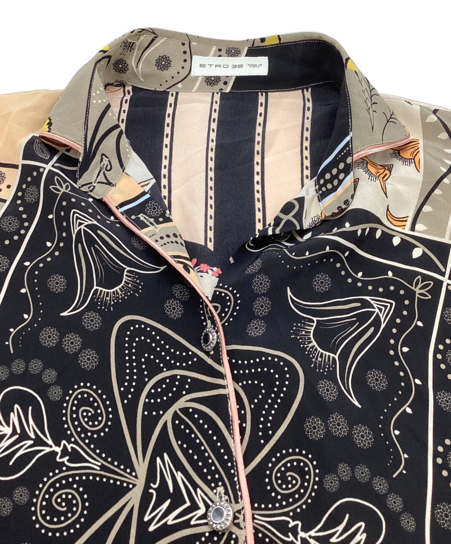 中古・古着通販】ETRO (エトロ) シルクプリントシャツ ベージュ サイズ  