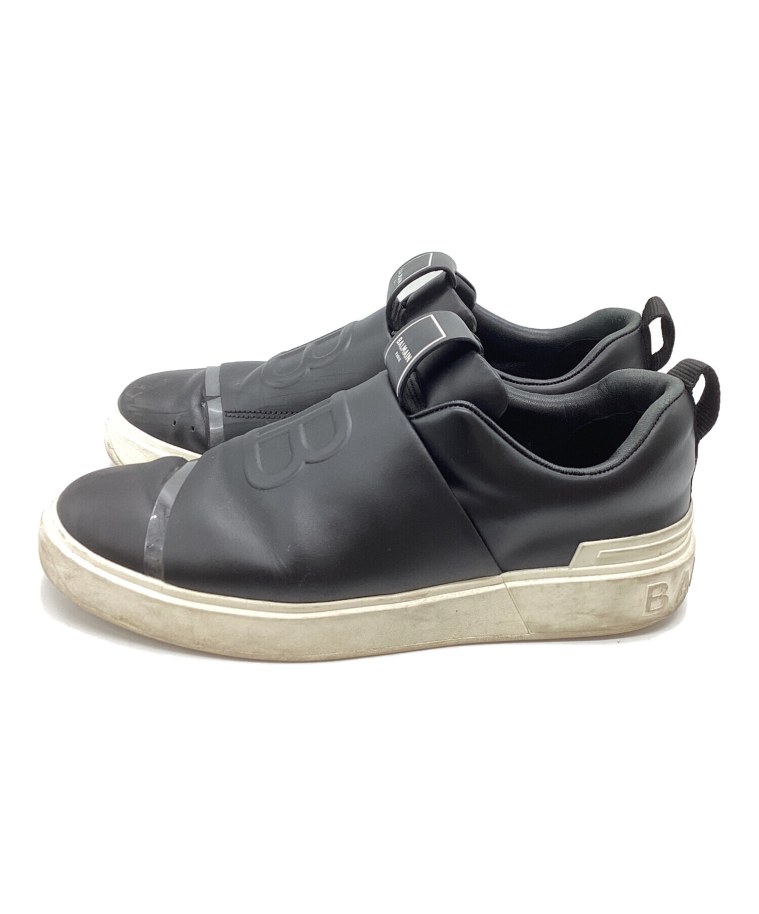 BALMAIN バルマン スニーカー メンズ 【古着】【中古】 中古・古着通販】BALMAIN (バルマン) レザースニーカー ブラック