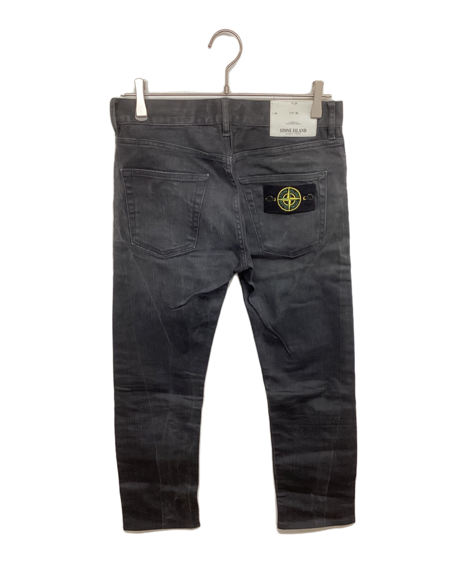 STONE ISLAND ブラックパンツ W28 STONE ISLAND ブラックカーゴパンツ