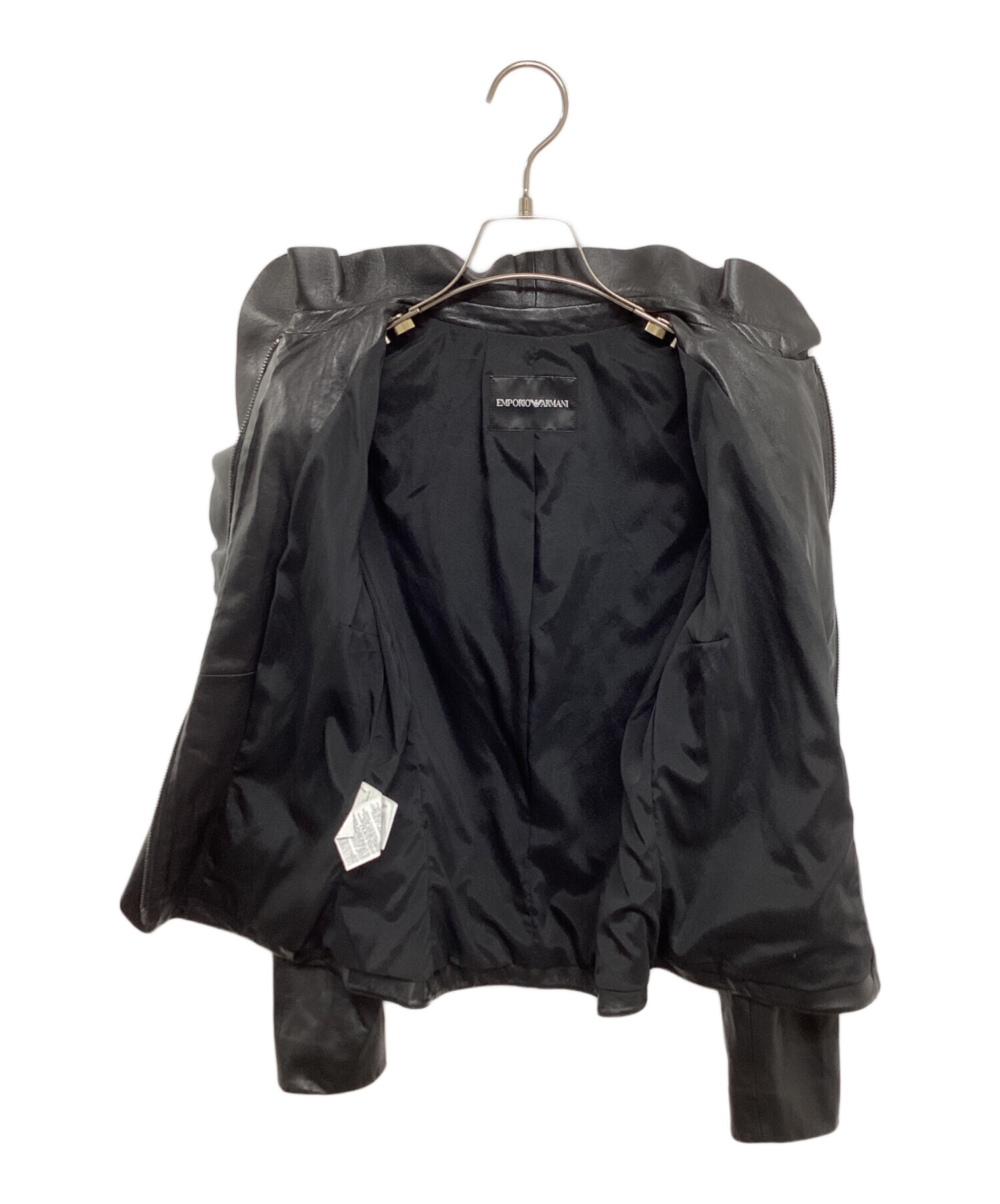 未使用品 Emporio Armani エンポリオアルマーニ ラムレザー 黒 中古・古着通販】EMPORIO ARMANI (エンポリオアルマーニ