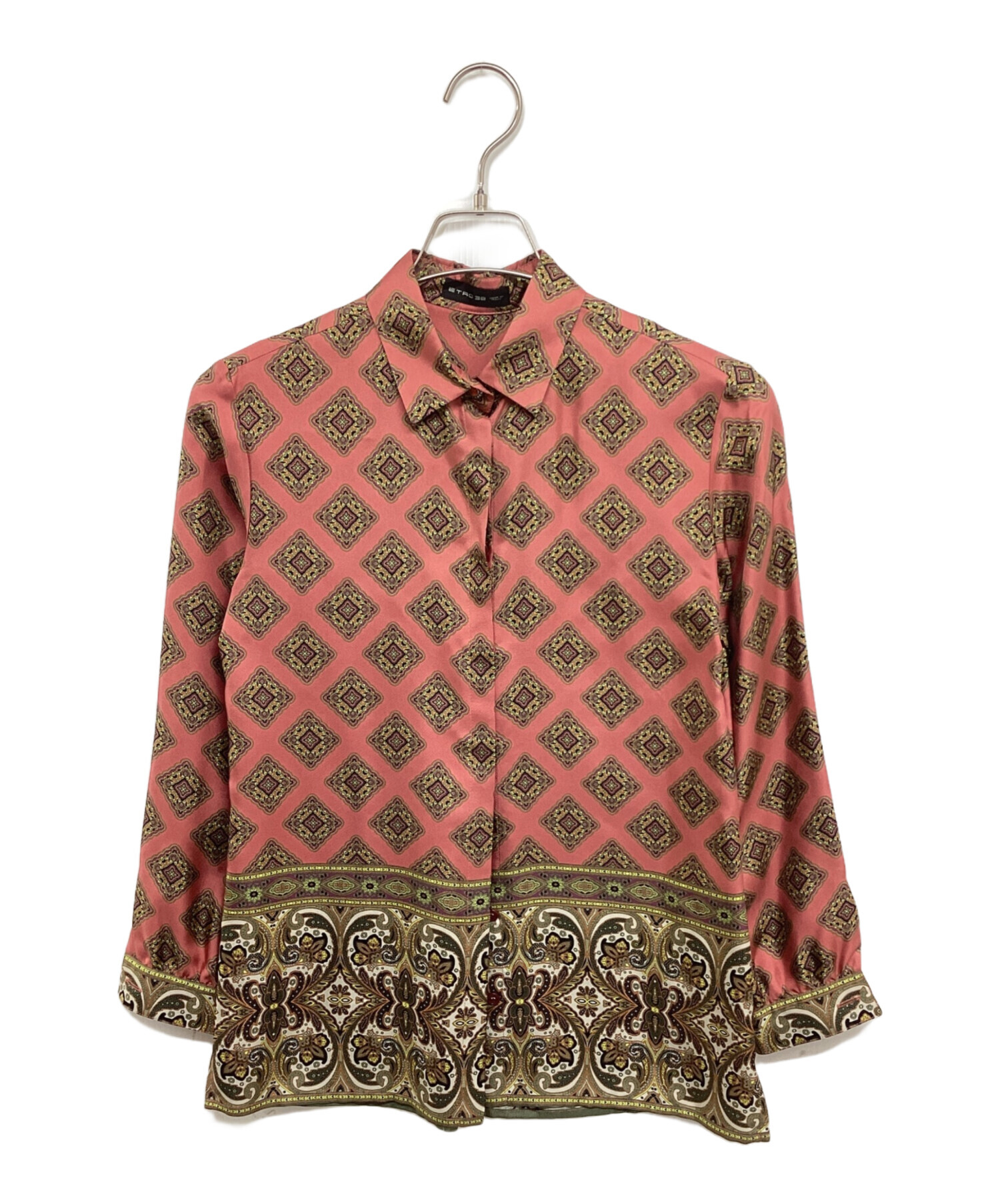 中古・古着通販】ETRO (エトロ) 総柄シルクプリントシャツ ブラウン 