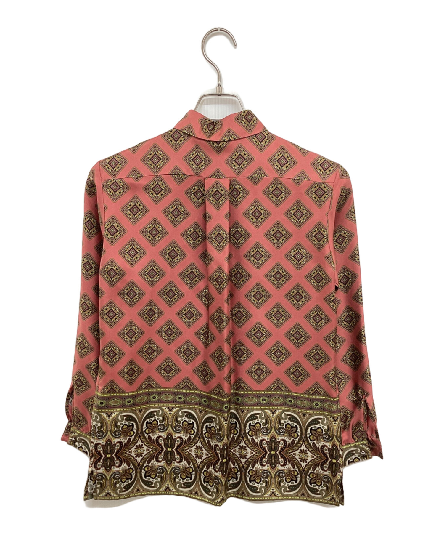 中古・古着通販】ETRO (エトロ) 総柄シルクプリントシャツ ブラウン  