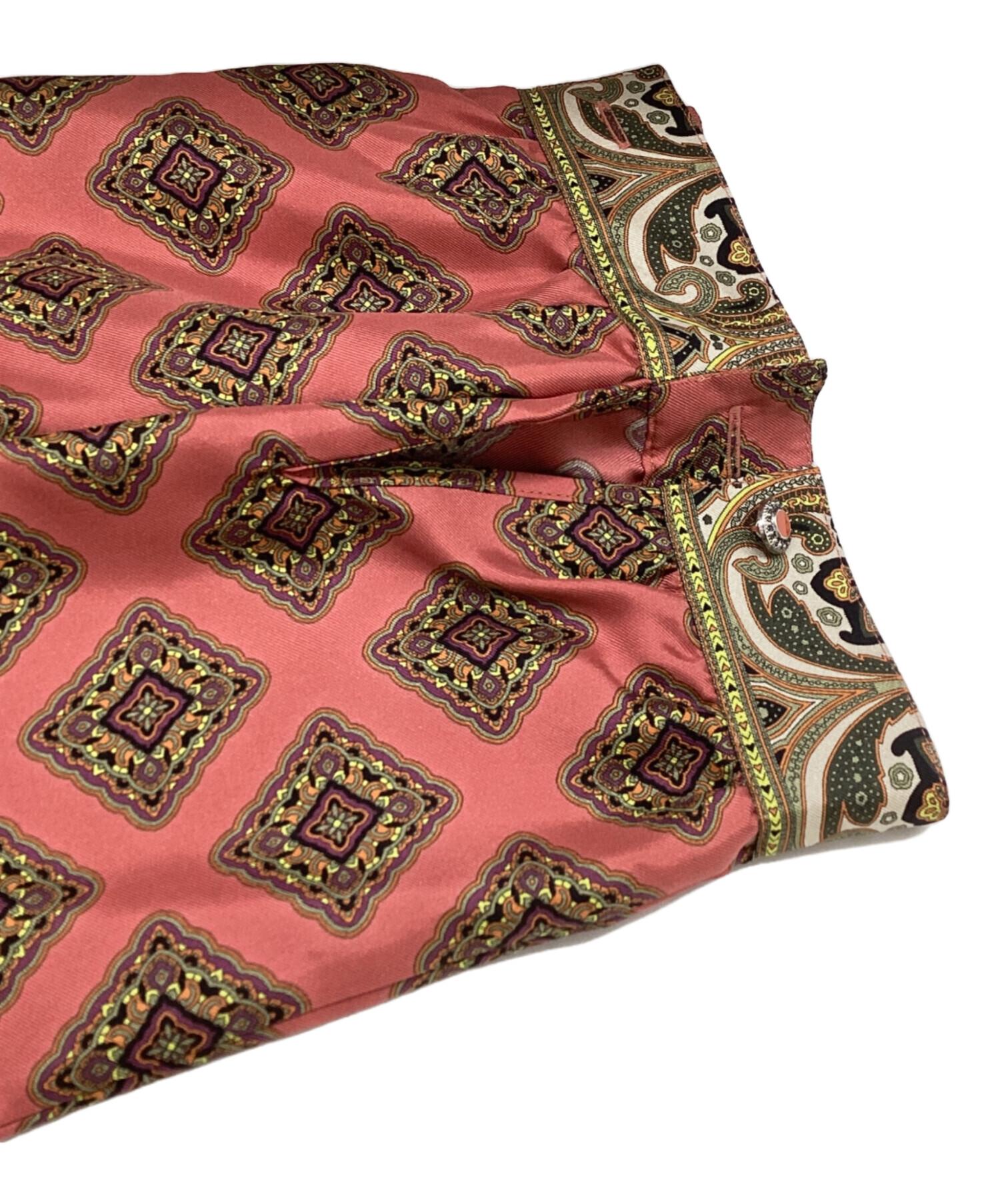 中古・古着通販】ETRO (エトロ) 総柄シルクプリントシャツ ブラウン  