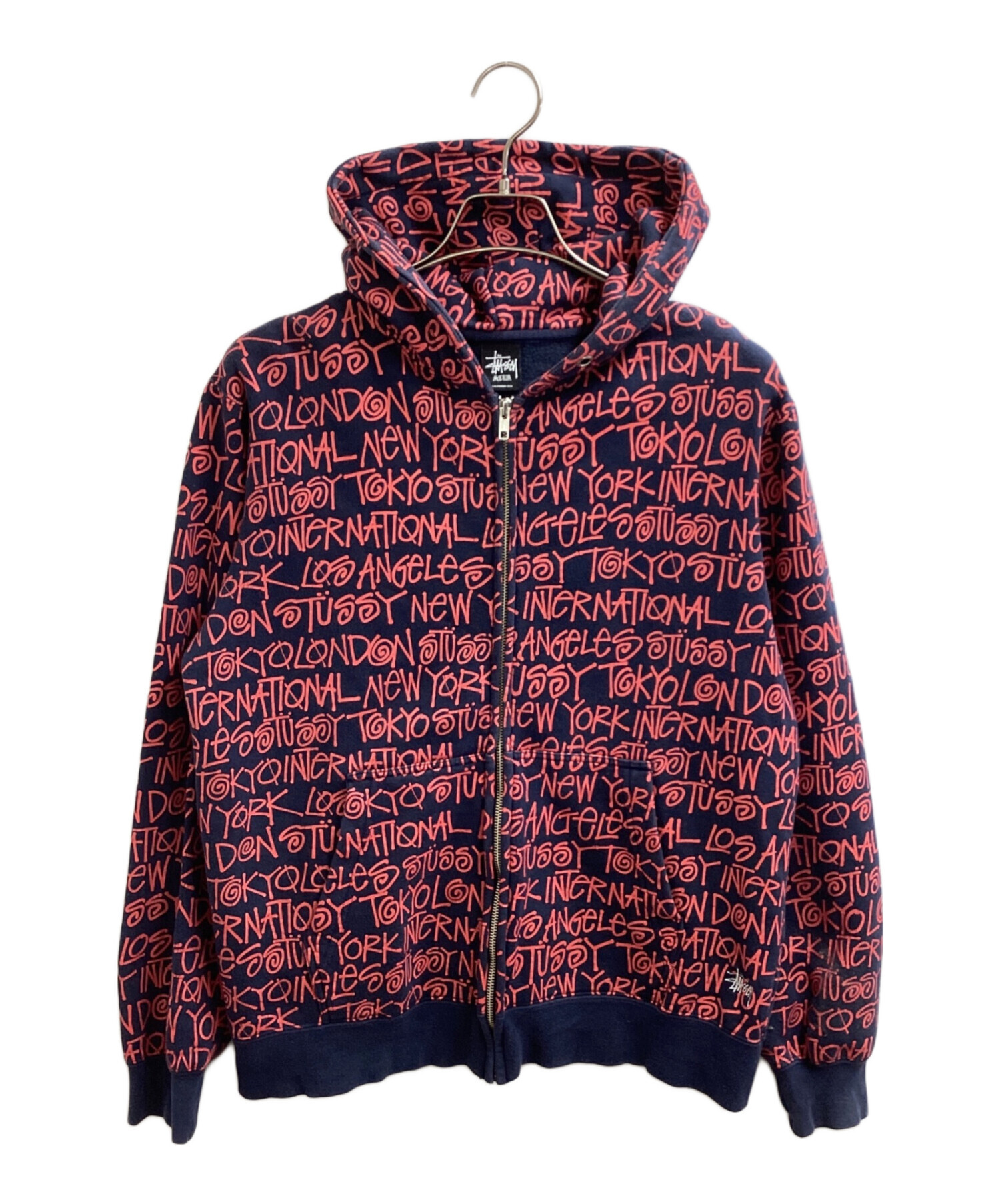 中古・古着通販】stussy (ステューシー) 総柄ジップパーカー レッド