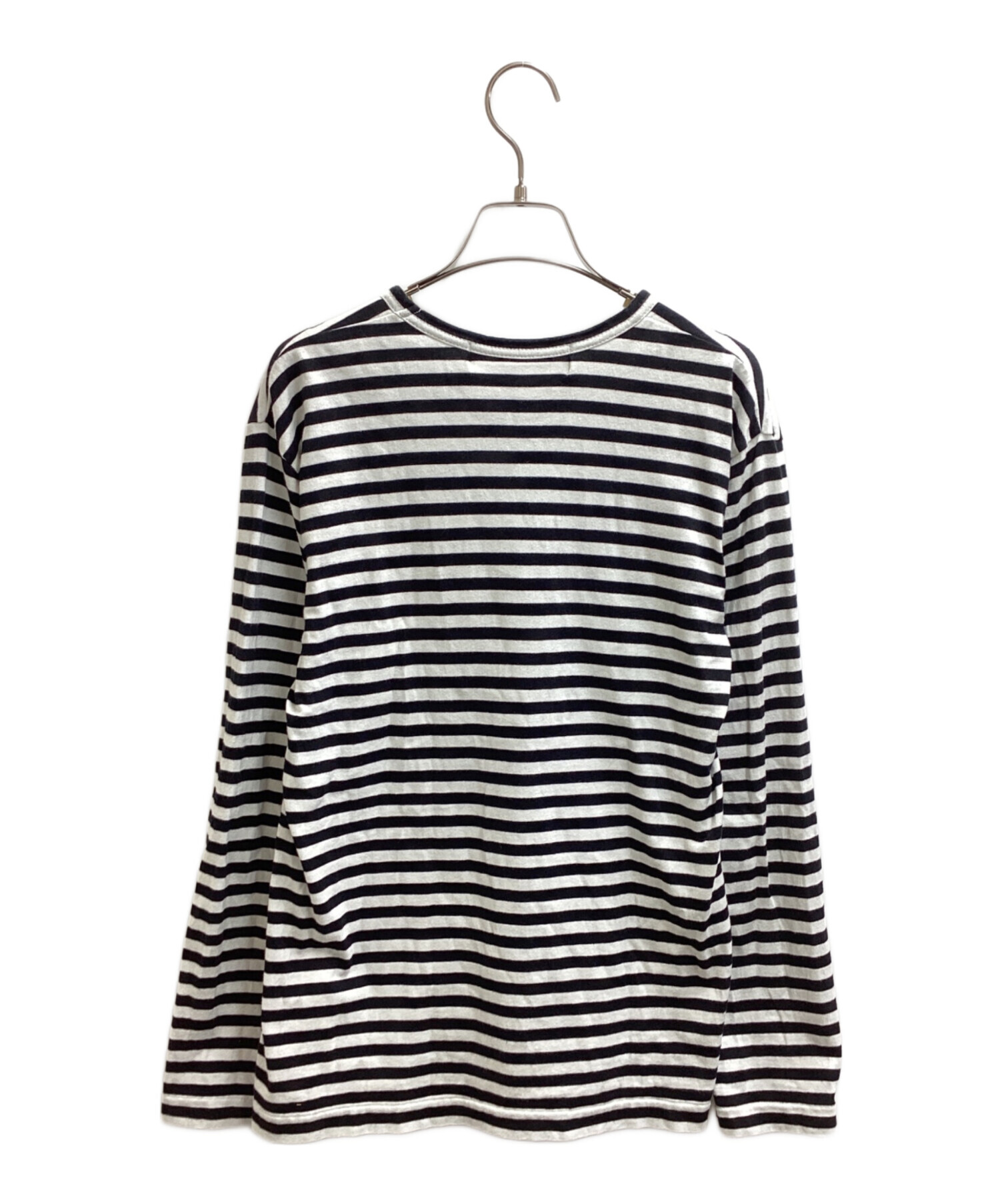 美品 PLAY COMME des GARCONS プレイコムデギャルソン Border Long Sleeve T-Shirt With Red Emblem (AX-T164) トップス 1点 XS コットン100％ 長袖 ボーダー レディース AY7867A61 プレイ コムデギャルソン ボーダー長袖Tシャツ レッド/ホワイト-ロンT