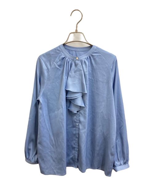 【1876】アナイ　サテンステッチフリルブラウス　水色　36 中古・古着通販】ANAYI (アナイ) サテンステッチフリル ブラウス
