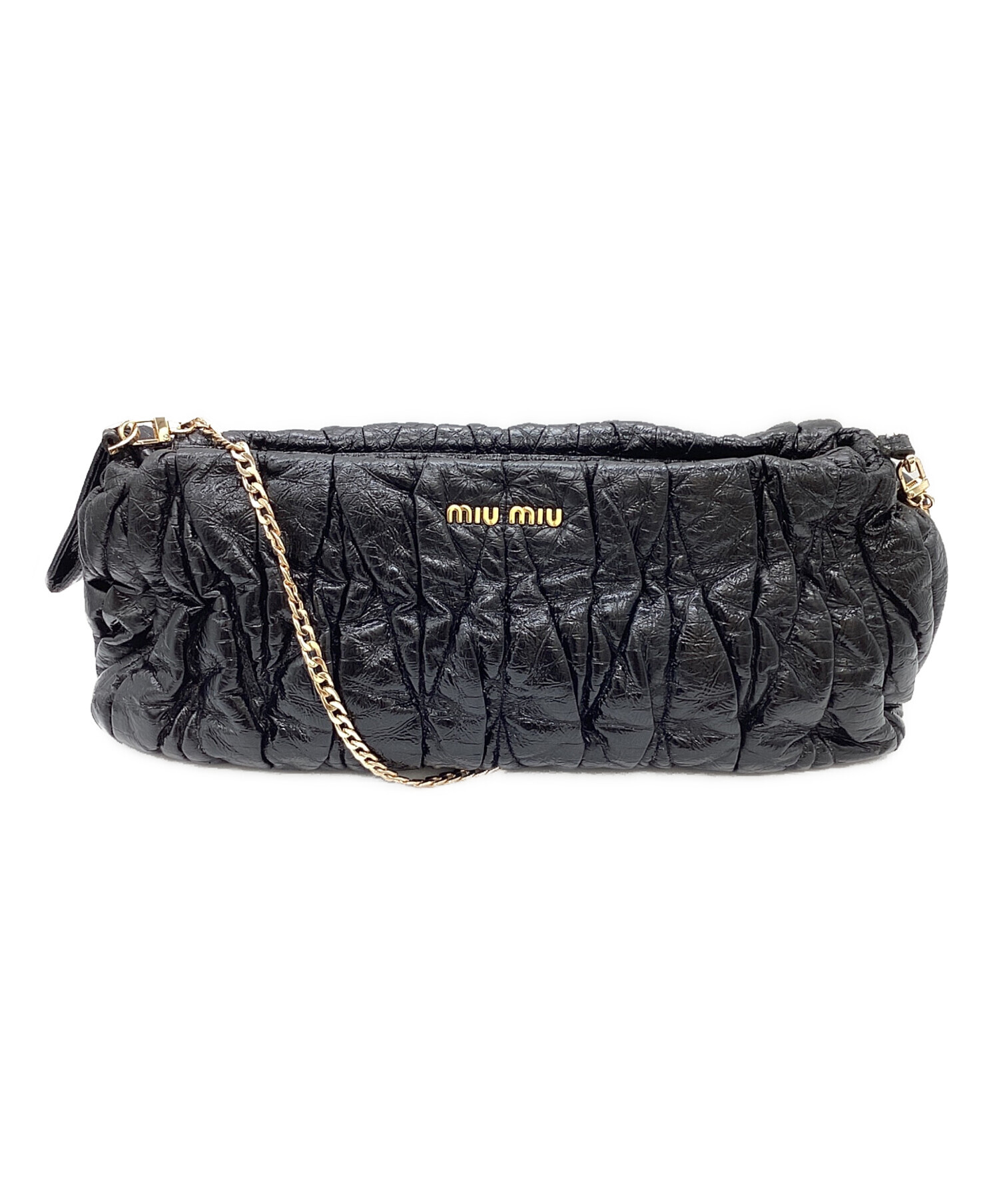 美品✨ MIU MIU チェーンショルダーバッグ マテラッセ ターンロック 黒 中古・古着通販】MIU MIU (ミュウミュウ) チェーンショルダーバッグ