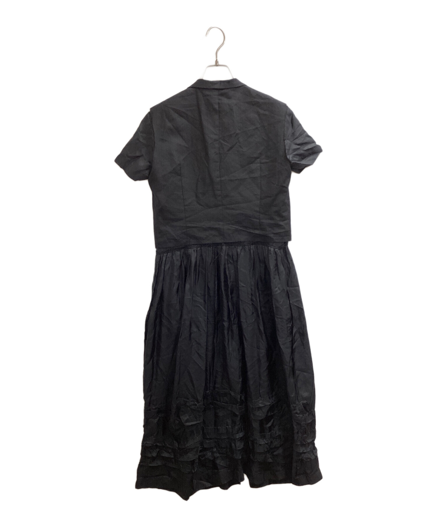 美品 tricot COMME des GARCONS トリココムデギャルソン 90s ヴィンテージ 半袖 襟付き プルオーバー ニット チュニック AD1995 ブラック レディース 古着 中古 USED 美品 tricot COMME des GARCONS トリココムデギャルソン 90s