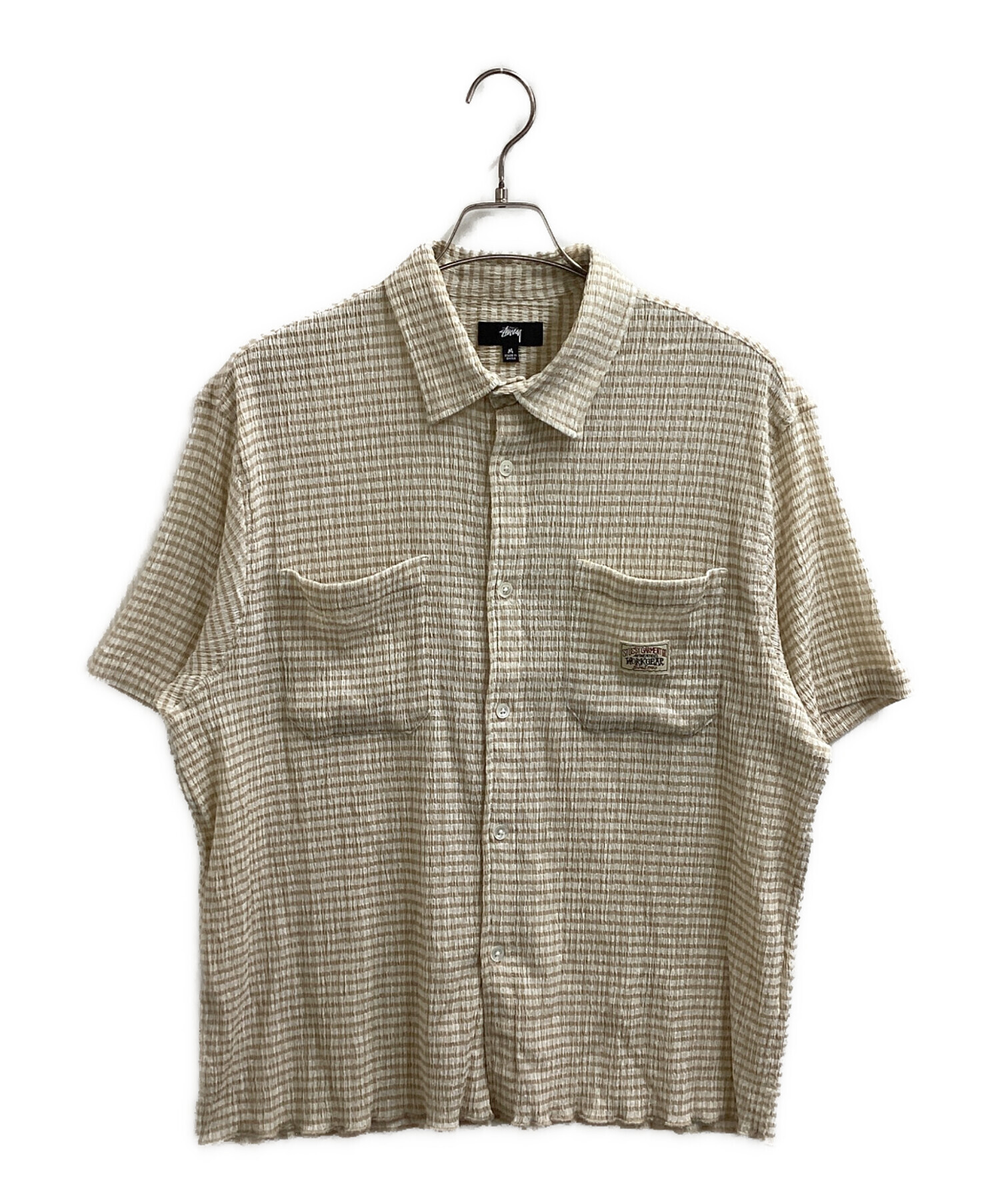 stussy CRINKLED CHECK SS SHIRT サイズ:S 中古・古着通販】stussy (ステューシー) CRINKLED CHECK SS SHIRT