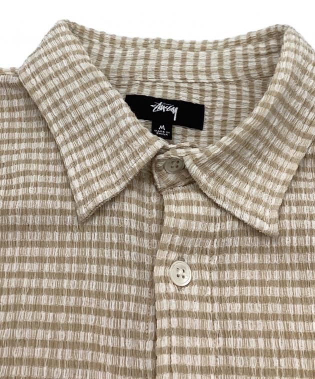STUSSY 25ss CRINKLED CHECK SS SHIRT ベージュ 中古・古着通販】stussy (ステューシー) CRINKLED CHECK SS SHIRT