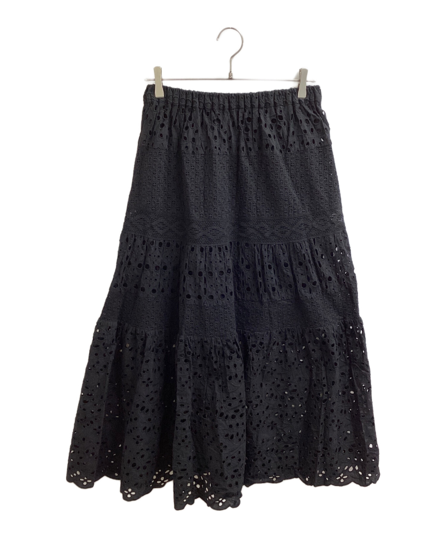 IENA コットンレースティアードスカート ブラック38 イエナ 中古・古着通販】IENA (イエナ) コットンレースティアードスカート