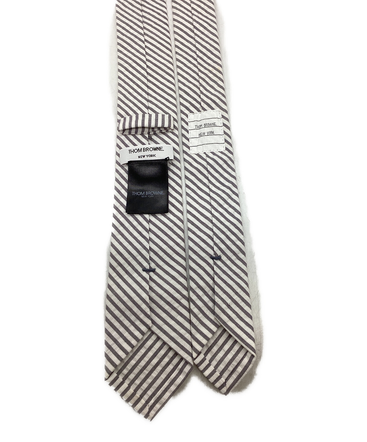 THOM BROWNE グレー ストライプ ネクタイ THOM BROWNE グレー ストライプ ネクタイ