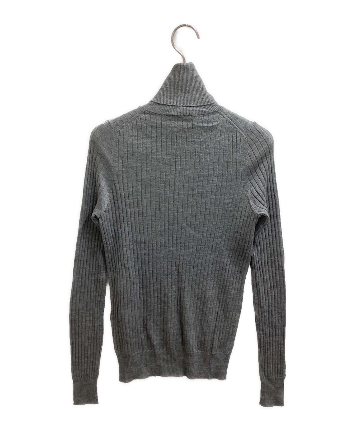 Drawer カシミヤ シルク 18G リブ タートルネック ニット 1 グレー