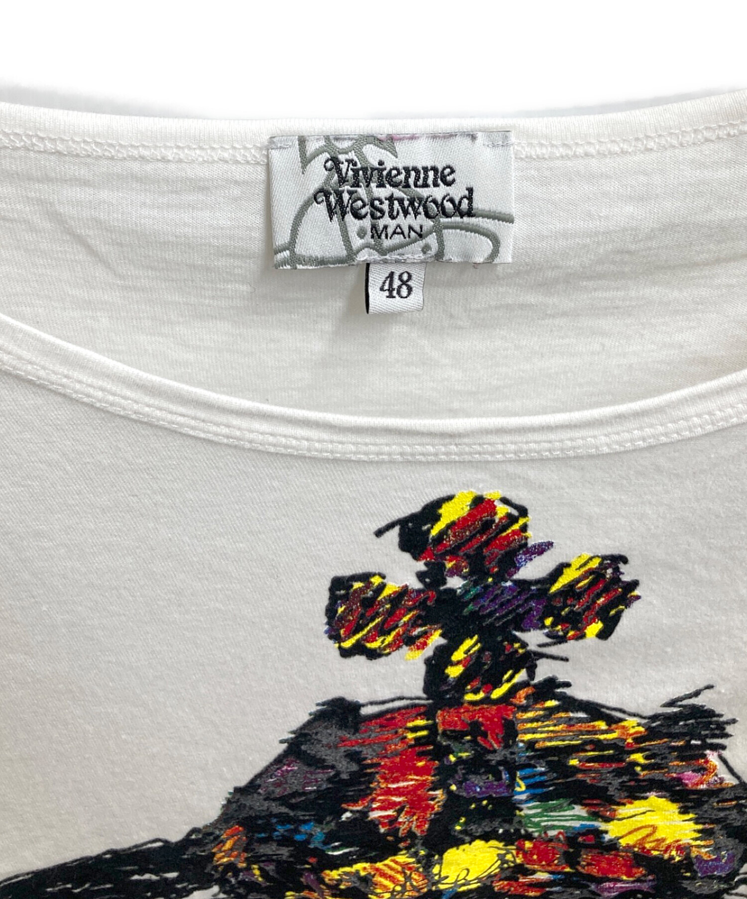 美品 ヴィアンウエストウッド オーブ フロッキービッグプリントロンT 白 48 中古・古着通販】Vivienne Westwood man (ヴィヴィアン ウェストウッド