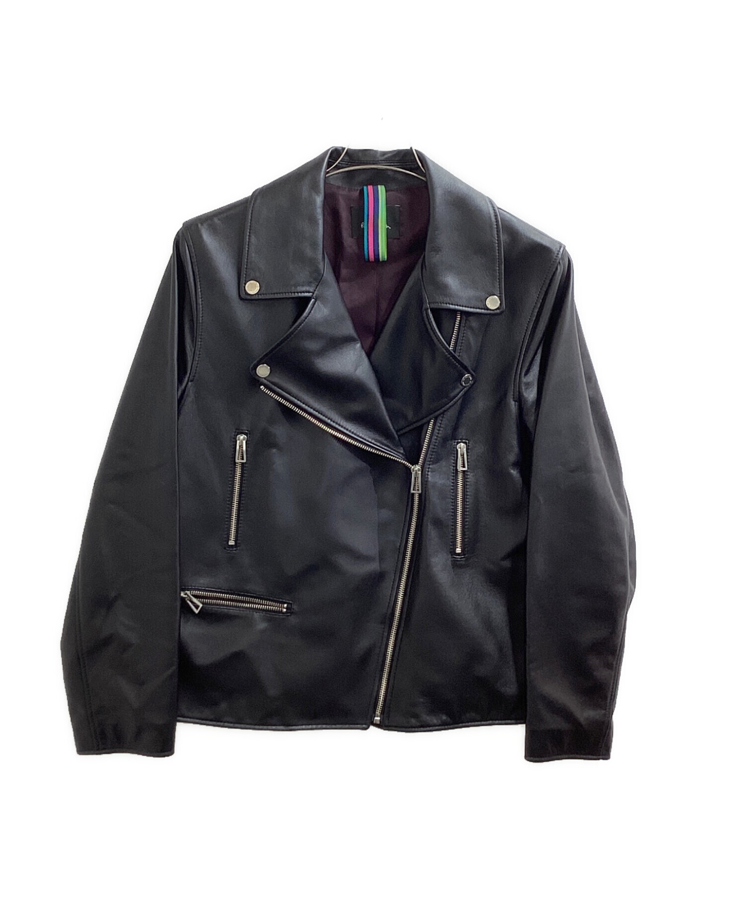 【超希少】ポールスミス　ダブルライダースジャケット　黒　40 個性的　ピーコート 超希少】ポールスミス ダブルライダースジャケット 黒 40 個性的